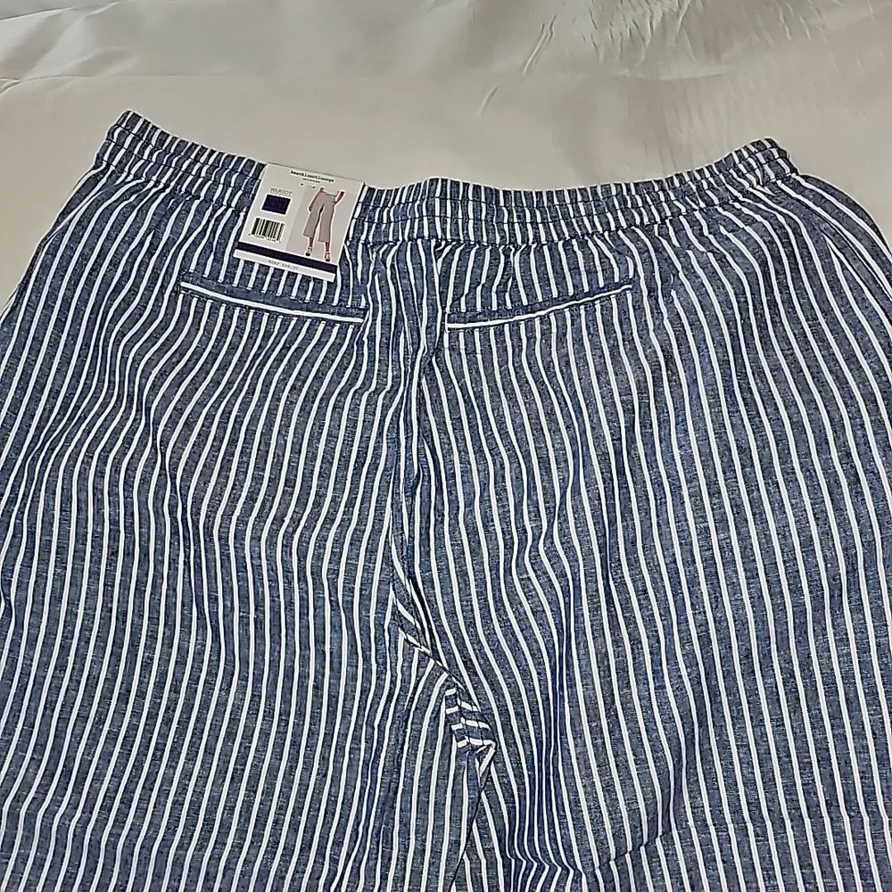 BeachLunchLounge Cropped Linen Striped Pants Size XXL - Picture 12 of 15